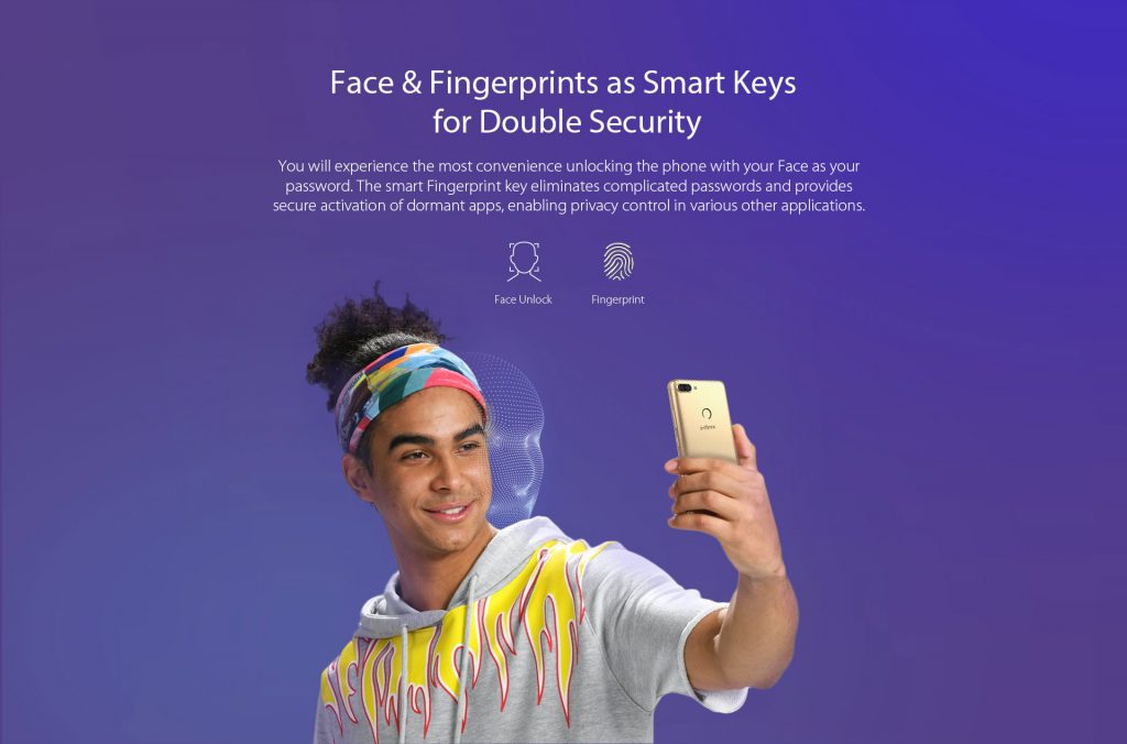 Infinix Hot 6 X606D BG couple 16GB ROM 1GB RAM 13MP 8MP Dual Camera face unlock fingerprint scanner